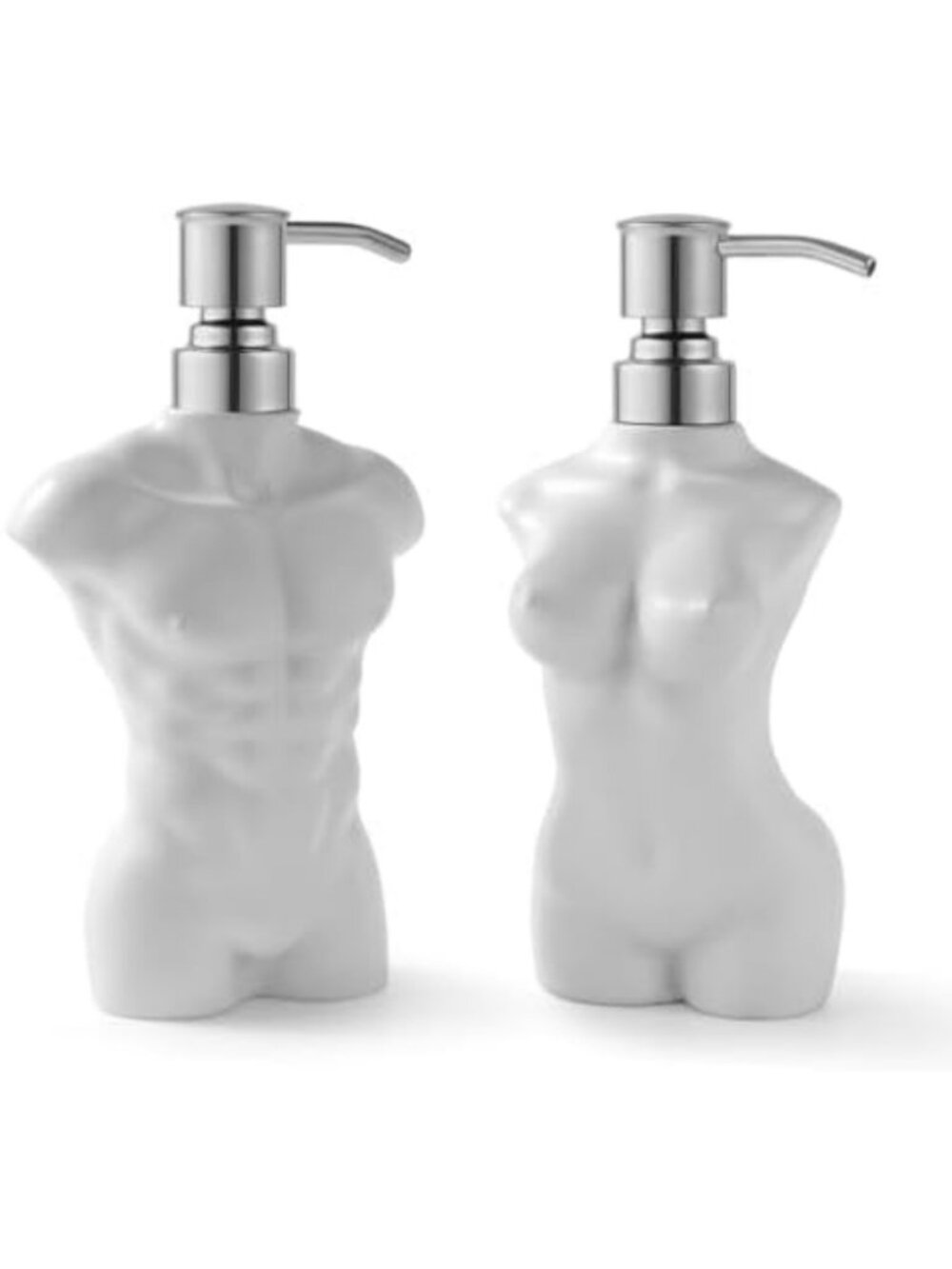 Set of 2 Ceramic Soap Dispensers with Stainless Steel Pump for Kitchen & Bath